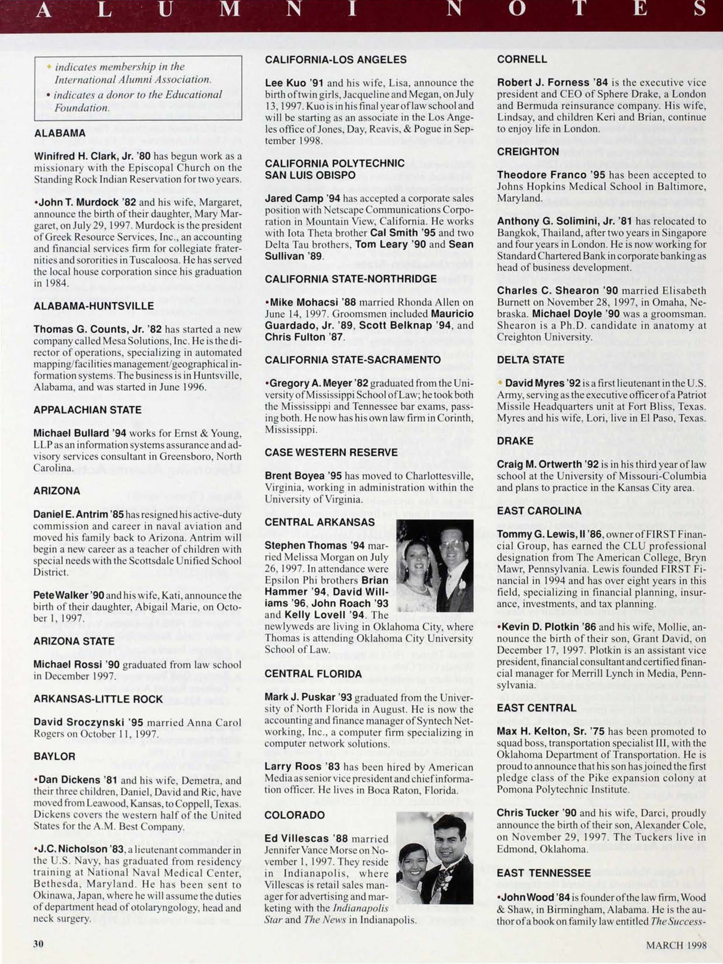 Alumnae Notes, March 1998